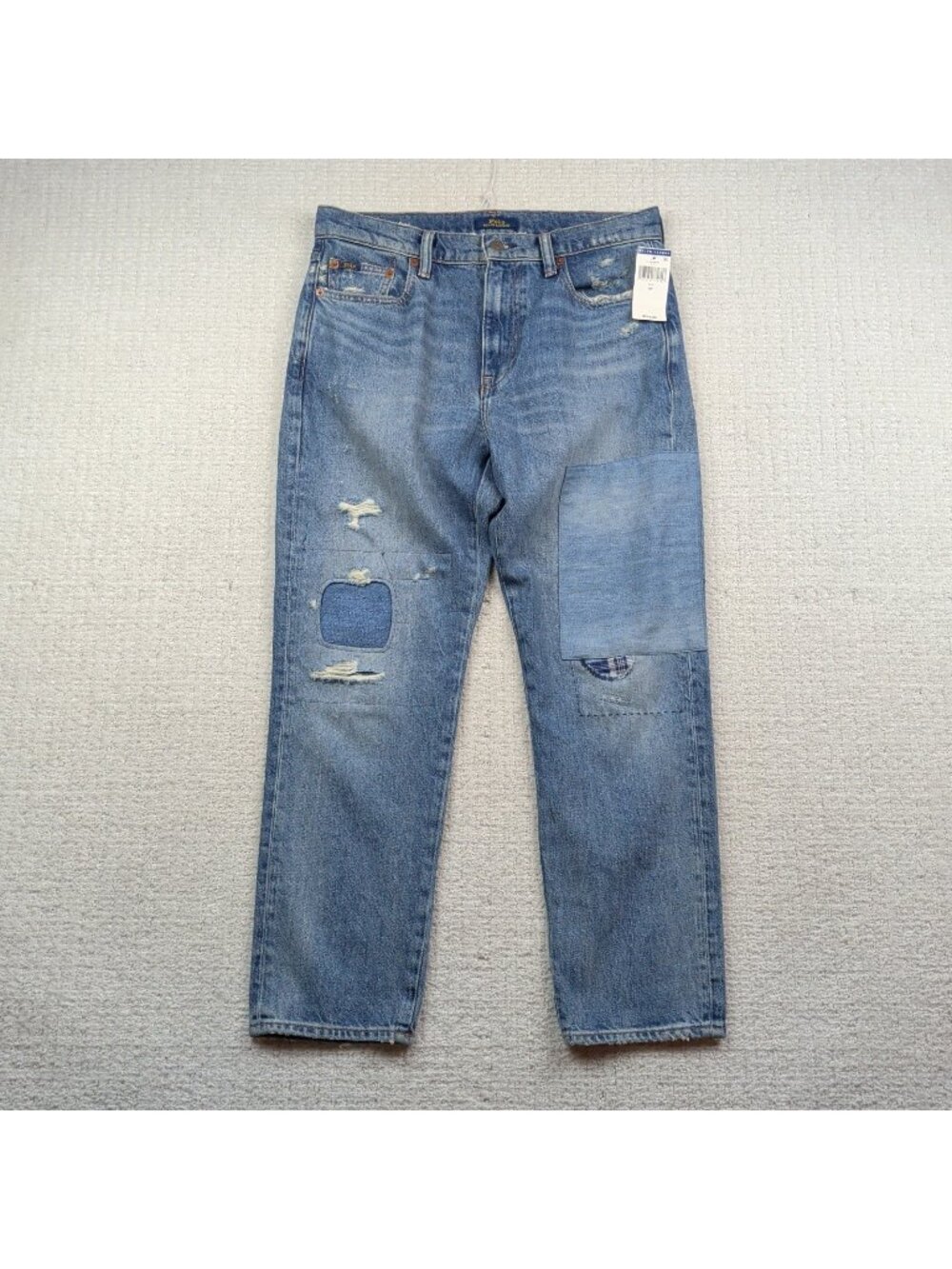 Polo Ralph Lauren The Slim Taper Patchwork Distressed Grunge Women Size 27 NWT